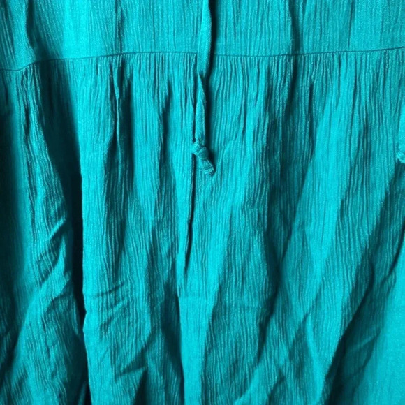 NWT WONDERLY WOMENS SIZE XL TEAL PEASANT WOVEN TOP RUFFLE COLLAR CUFFS - Picture 10 of 12